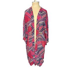 Francesca's Multi Color Print Beach Pool Duster Coverup Size Large